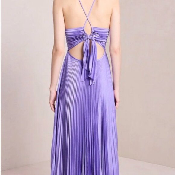 A.L.C. Gemini Pleated Midi Cut Out Dress, Purple, Size 6 - Picture 3 of 6